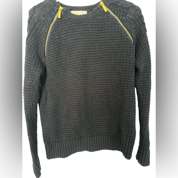 Michael Kors Navy Blue Knit Gold Zip Detail Long Sleeve Sweater Women's - Picture 1 of 5